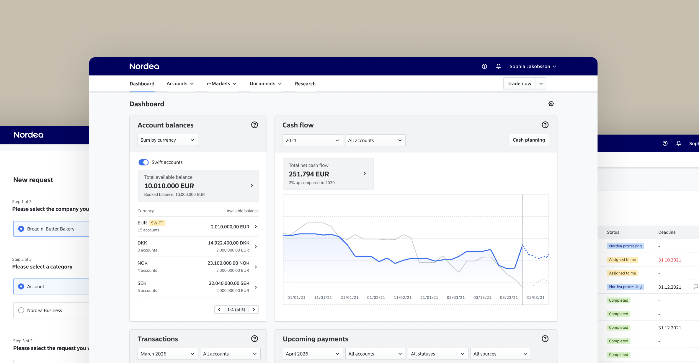 Nordea Corporate screenshots